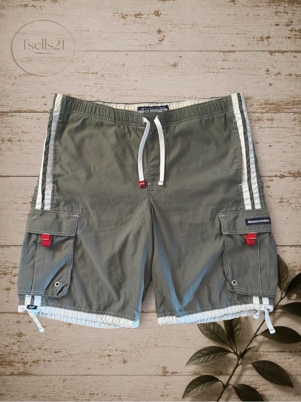 Abercrombie & Fitch Vintage Y2K Olive Green Cargo Swim Trunks (Rare Tag Error)